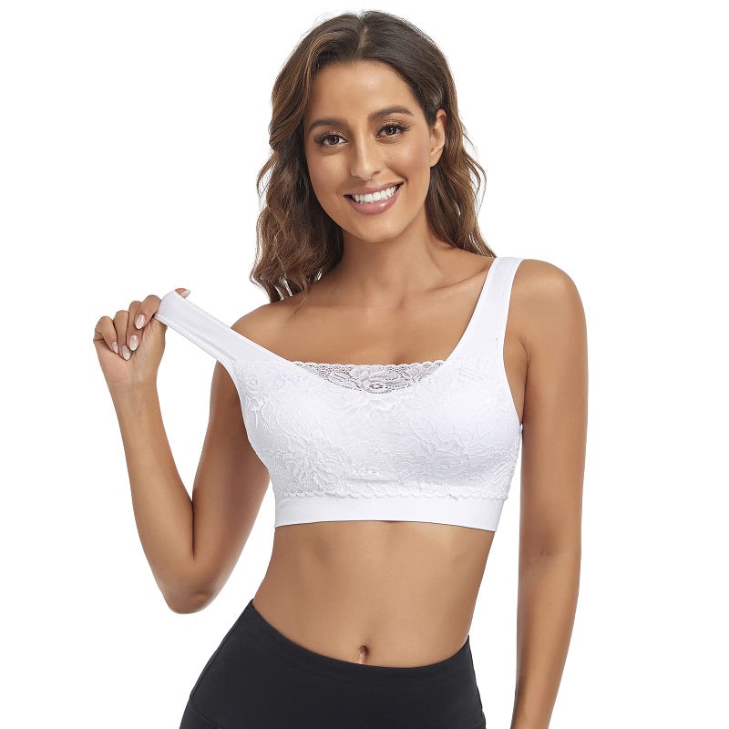 Litthing Lace Bralettes for Women Padded Sports Bra Seamless Plus Size Tank Tops Wirefree Comfort Yoga Cami T Shirt Bras - Image 2